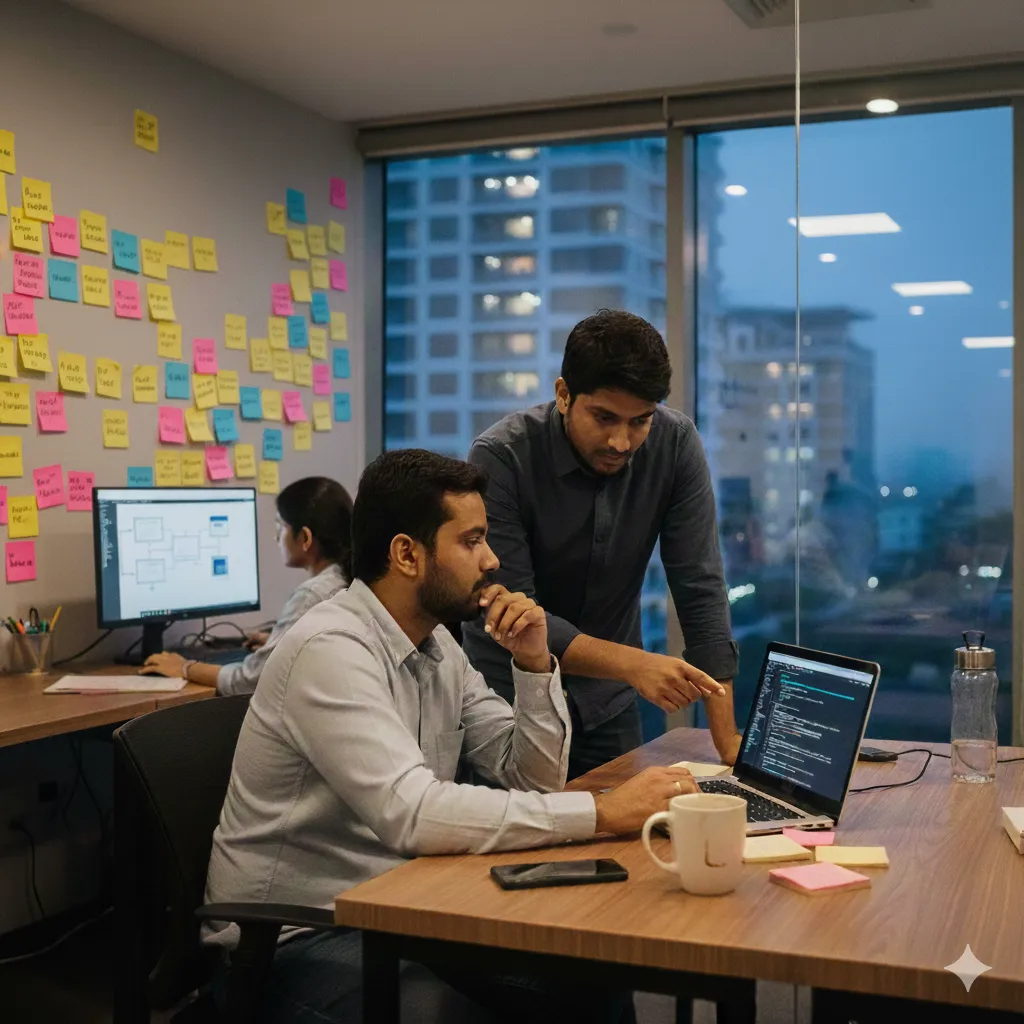 CodingRippler engineering team collaborating on code