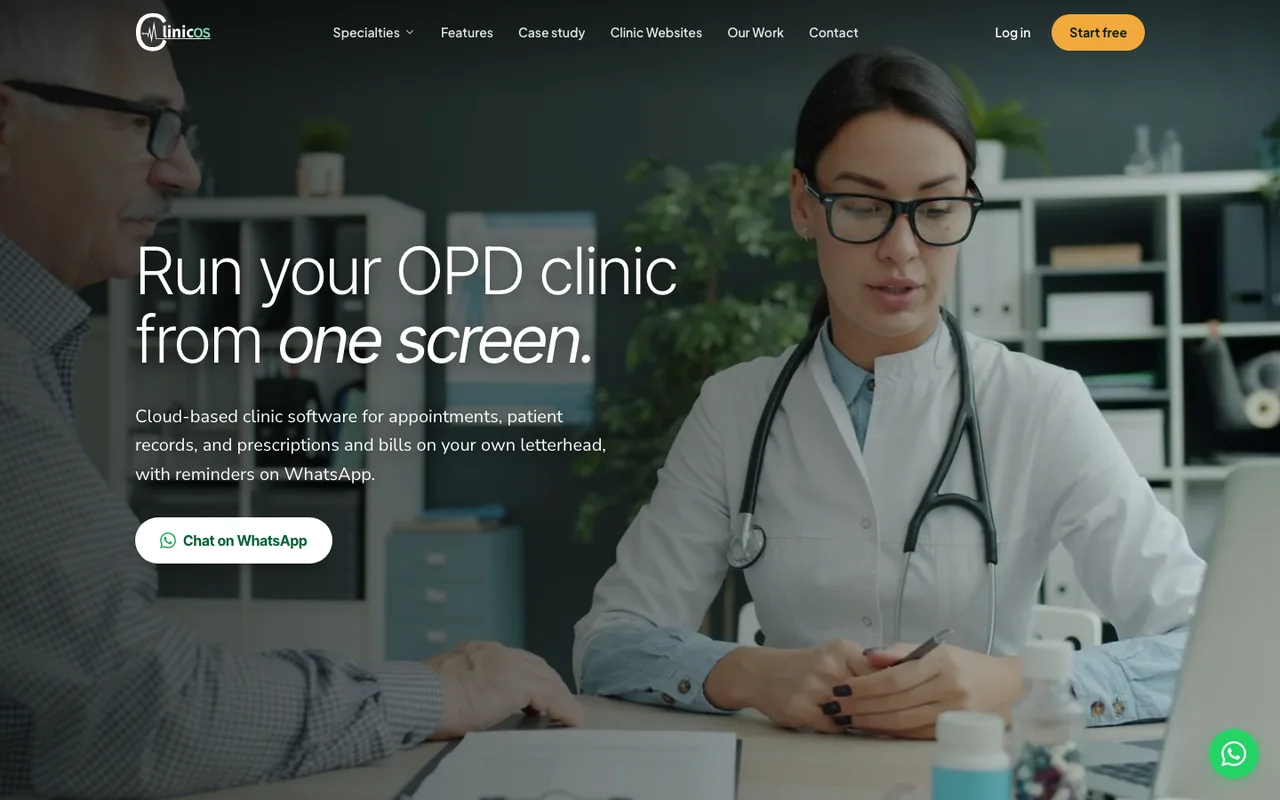 ClinicOS clinic management software website