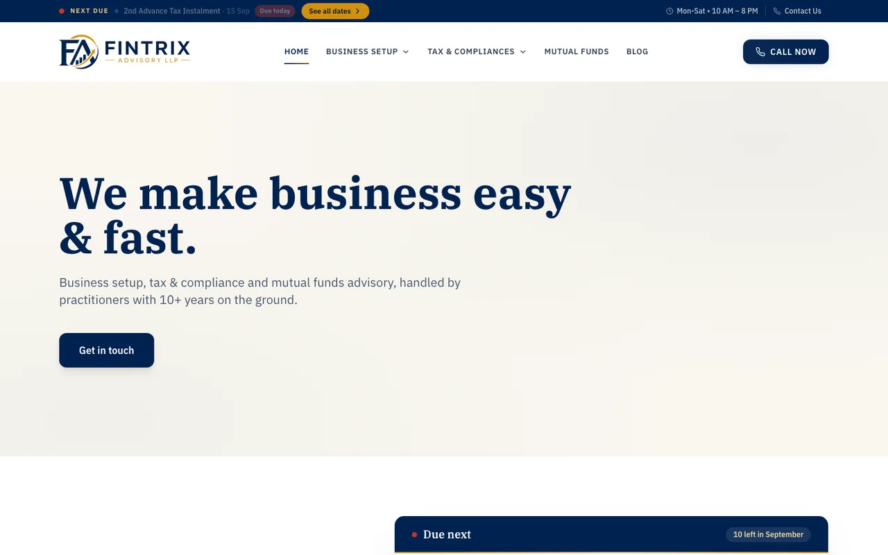 Fintrix Advisory website