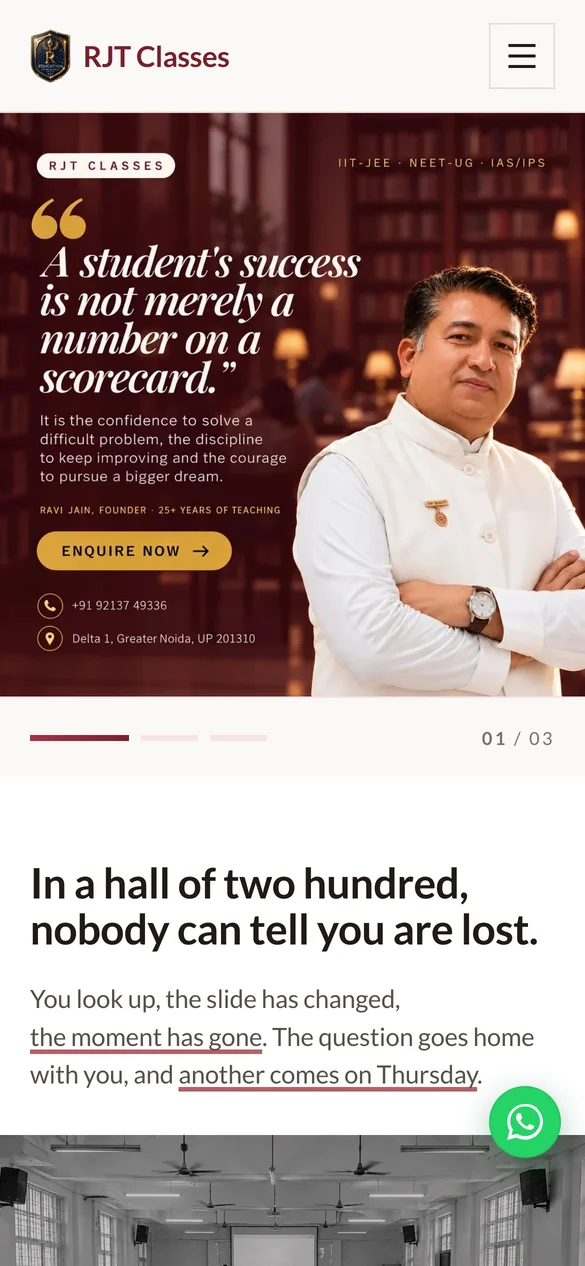 RJT Classes mobile website