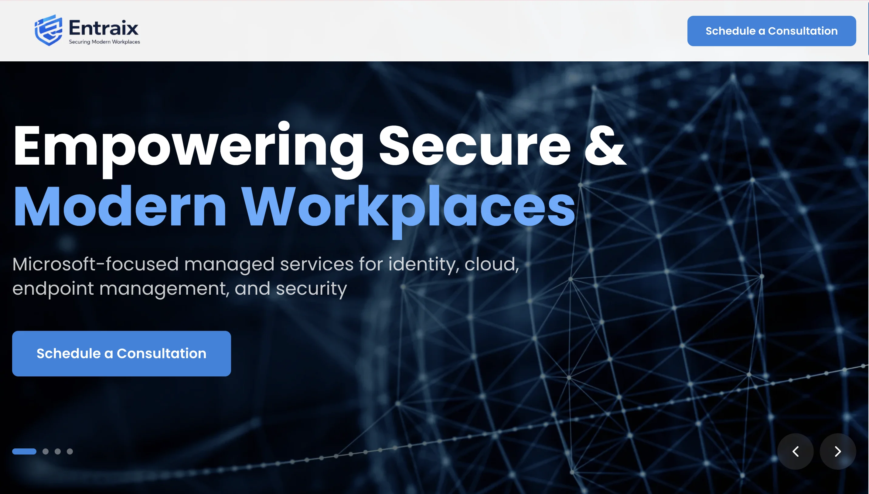 Entraix – Microsoft Managed Services Provider Website screenshot 1