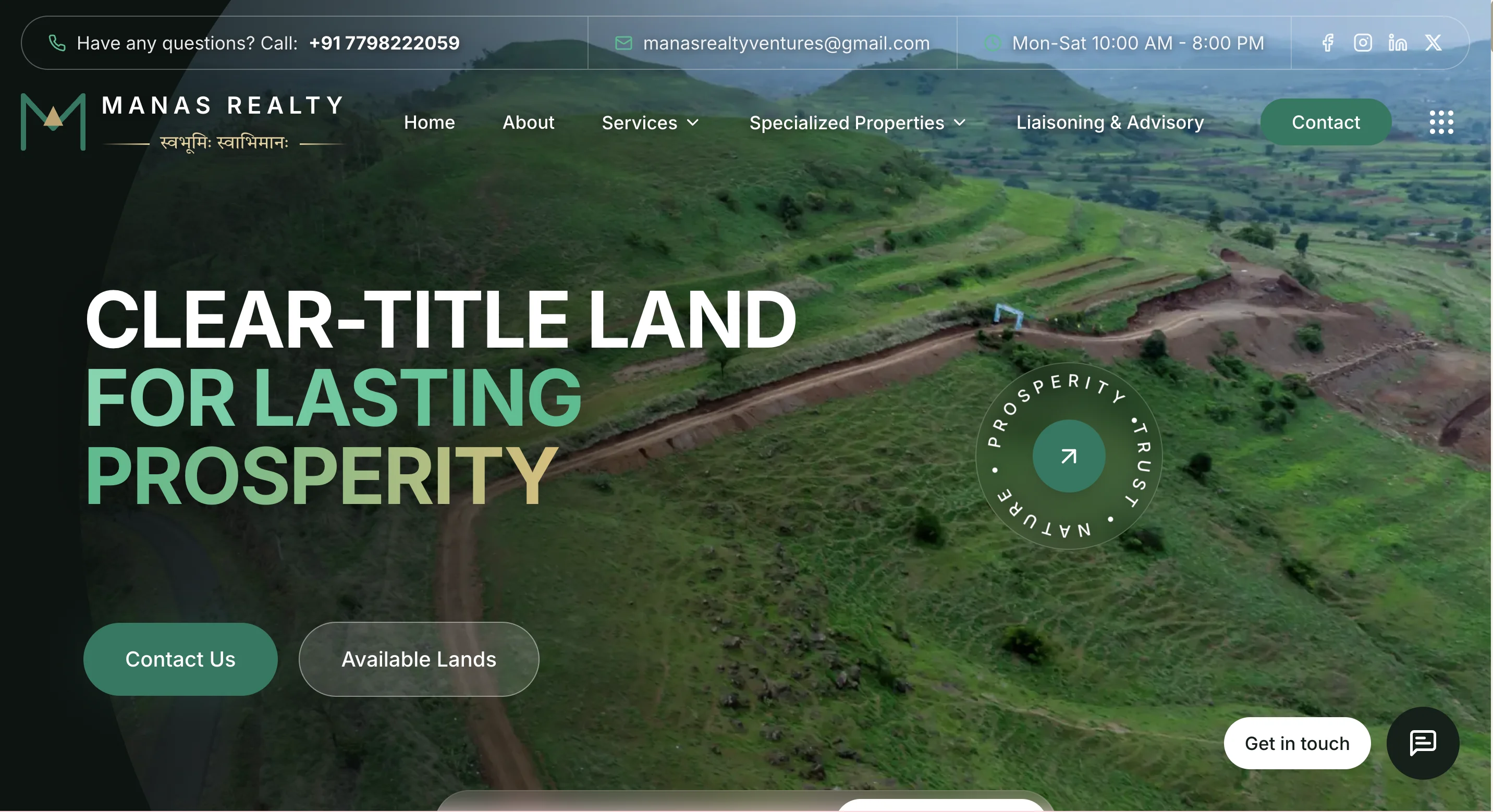 Manas Realty Ventures – Premium Land & Luxury Villa Portfolio Website