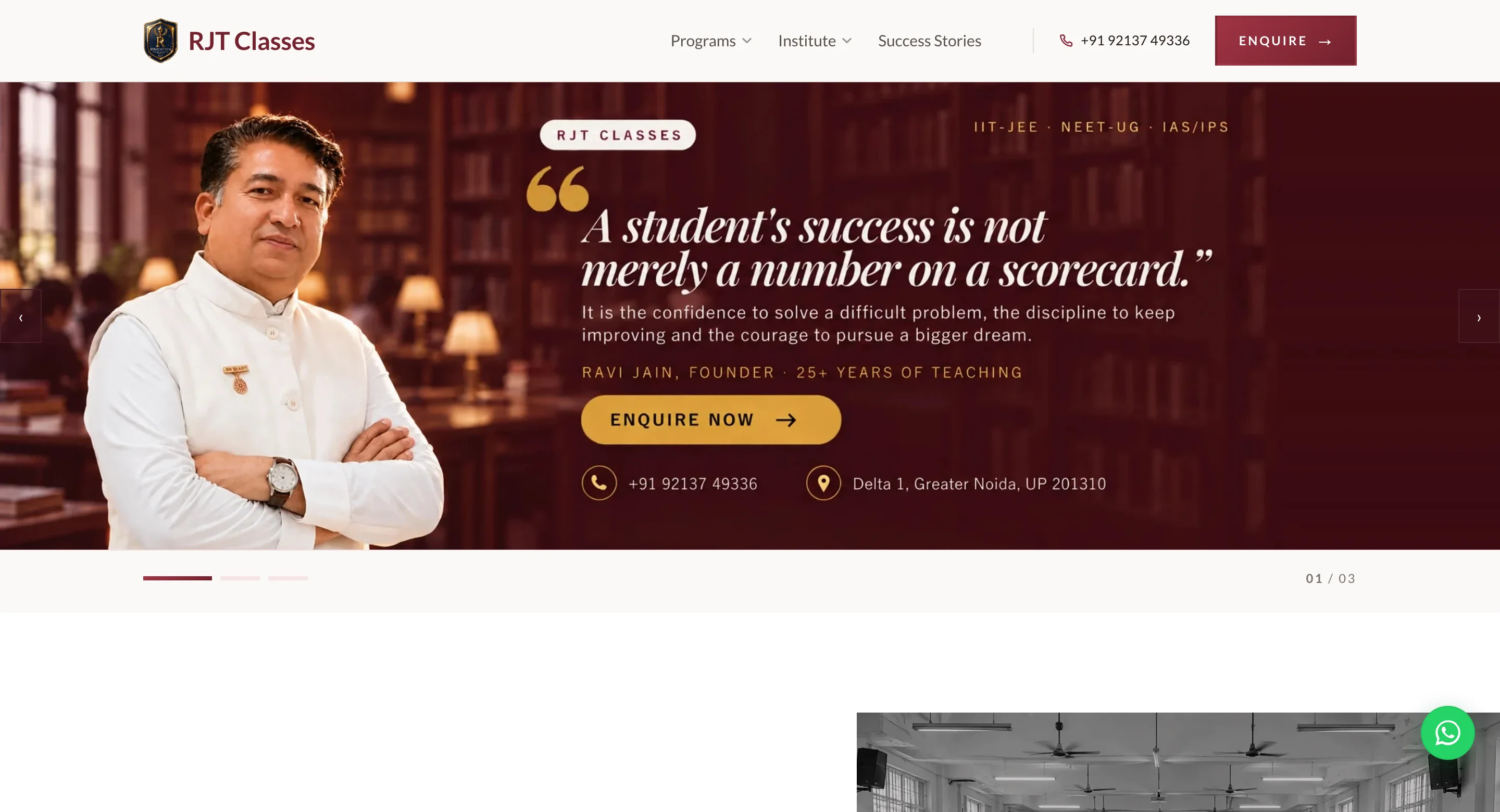 RJT Classes – Coaching Website with Built-in Institute Management System