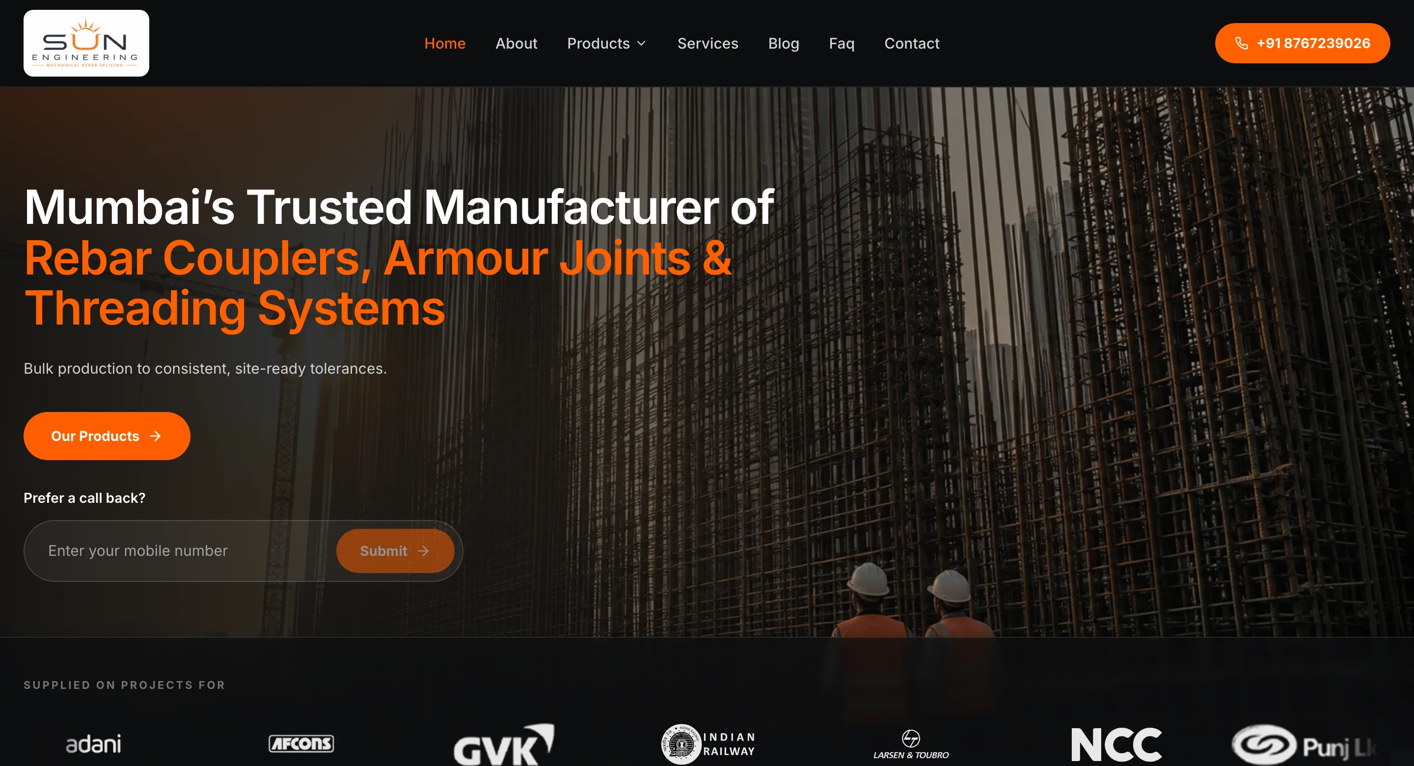 Sun Engineering – Manufacturer Website with Built-in Product Management System screenshot 1